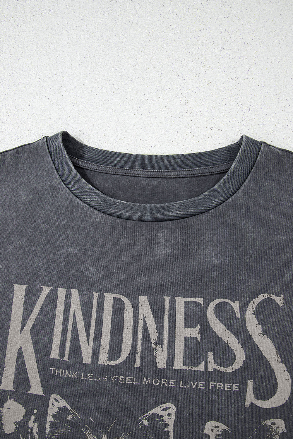 Dark Grey Kindness Butterflies Graphic Mineral Wash Loose Tee